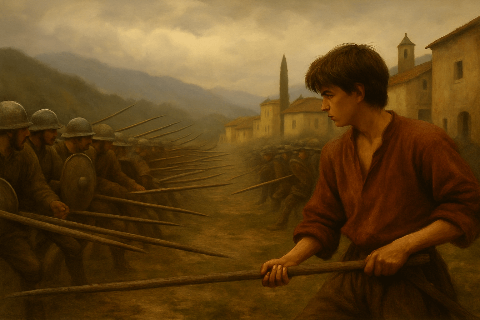young Italian battle historical fiction Pikes and shields